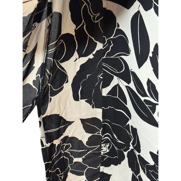 Joseph Ribkoff Black Cream Floral Tunic Top Layered Hem Long Sleeve Size 14 - Picture 7 of 10